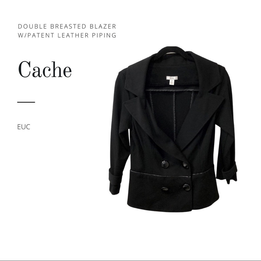 ⚡️FLASH SALE⚡️ EUC Cache Double Breasted Blazer Jacket w/Patent Leather Piping